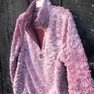 Simply Southern Sherpa Half Zip Pullover Pink Size Small